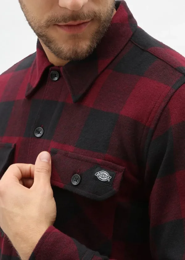 Dickies Mens Sacramento Flannel Shirt Maroon