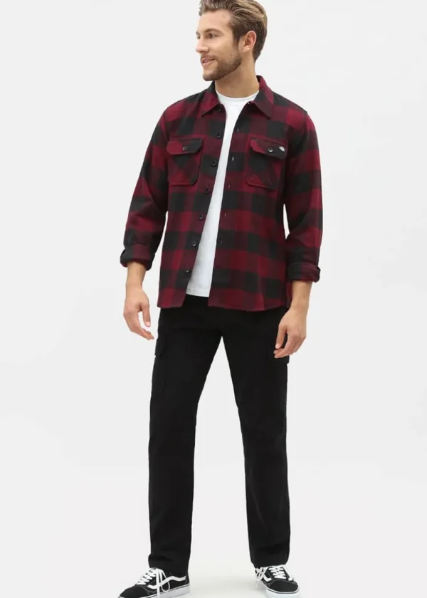 Dickies Mens Sacramento Flannel Shirt Maroon