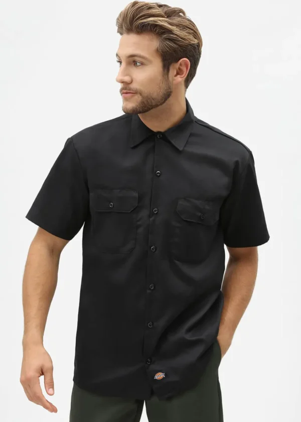 Dickies Mens Short Sleeve Work Shirt Black