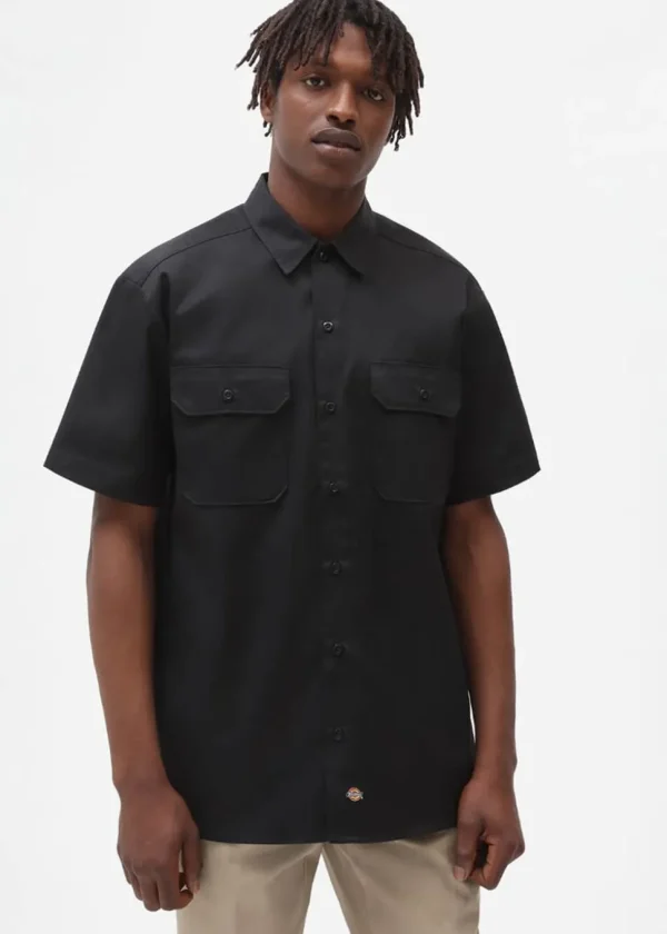 Dickies Mens Short Sleeve Work Shirt Black