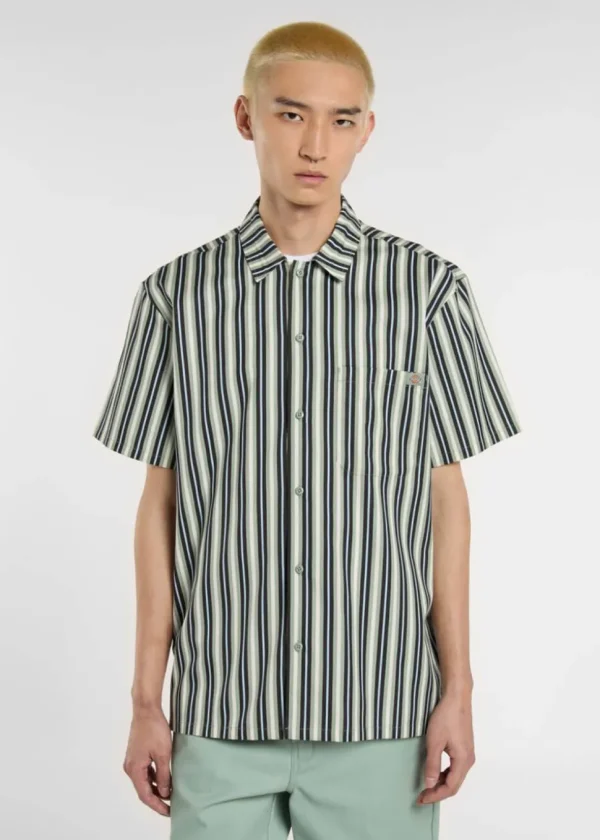 Dickies Multi Stripe Shirt Iceberg Green