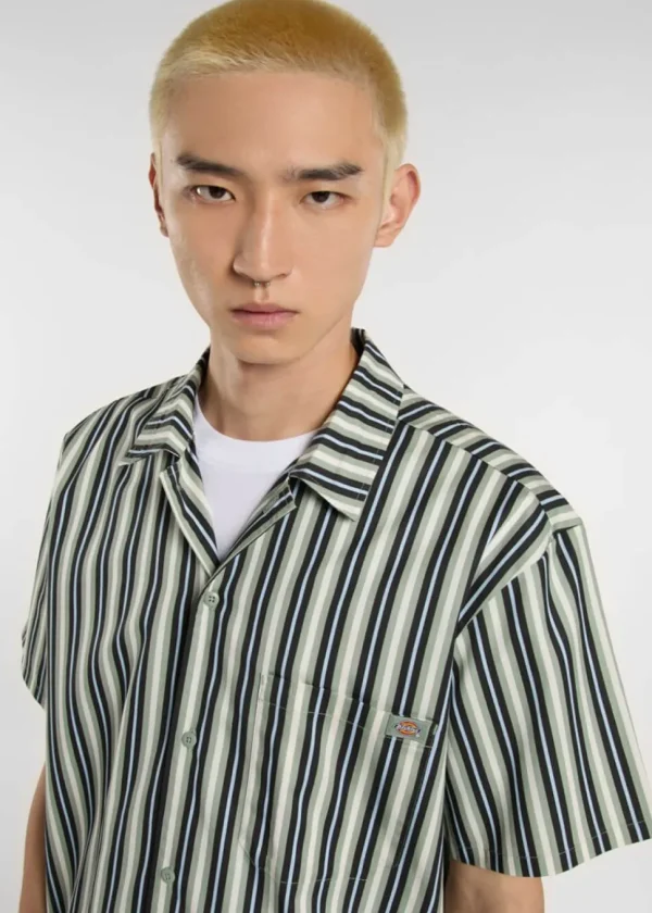 Dickies Multi Stripe Shirt Iceberg Green