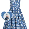 Dolly & Dotty Amanda Cat In the Mirror 50's Swing Dress Blue