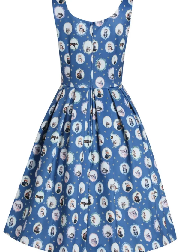 Dolly & Dotty Amanda Cat In the Mirror 50's Swing Dress Blue