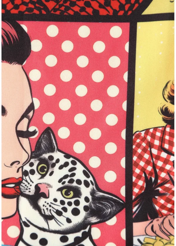Dolly & Dotty Amanda Cat Lovers Comic 50's Swing Dress Multi