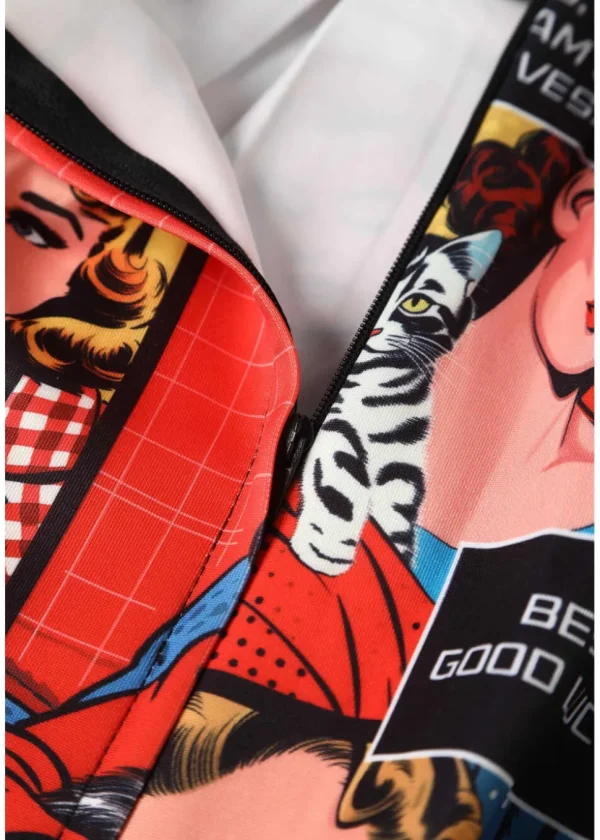 Dolly & Dotty Amanda Cat Lovers Comic 50's Swing Dress Multi