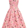 Dolly & Dotty Amanda Cupcake 50's Swing Dress Pink