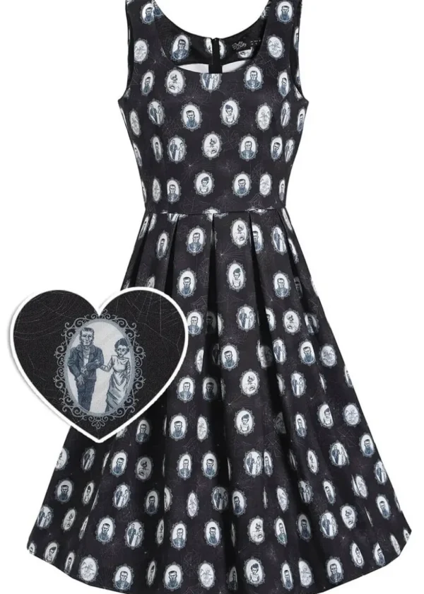 Dolly & Dotty Amanda Frankenstein Monster 50's Swing Dress Black