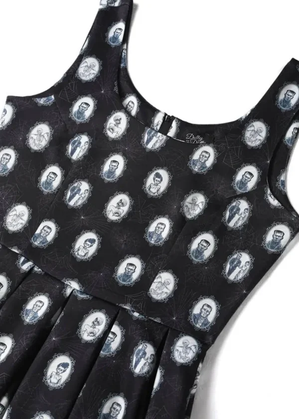 Dolly & Dotty Amanda Frankenstein Monster 50's Swing Dress Black
