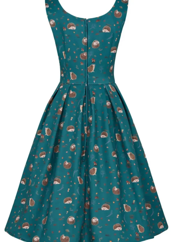 Dolly & Dotty Amanda Hedgehog 50's Swing Dress Teal