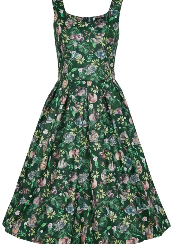 Dolly & Dotty Amanda Koala Sloth 50's Swing Dress Green