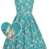 Dolly & Dotty Amanda Meerkat 50's Swing Dress Turquoise