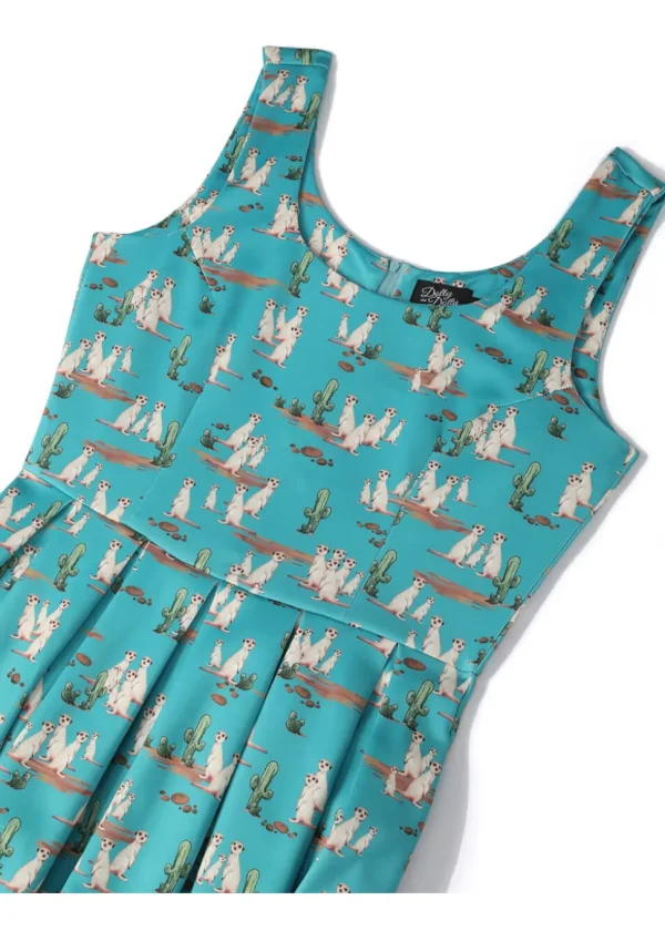 Dolly & Dotty Amanda Meerkat 50's Swing Dress Turquoise