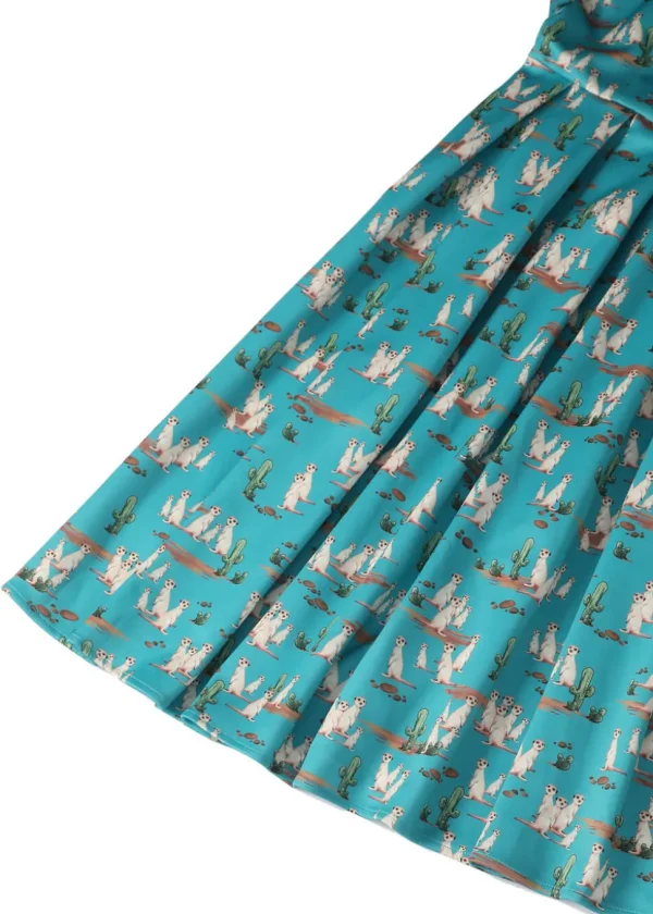 Dolly & Dotty Amanda Meerkat 50's Swing Dress Turquoise