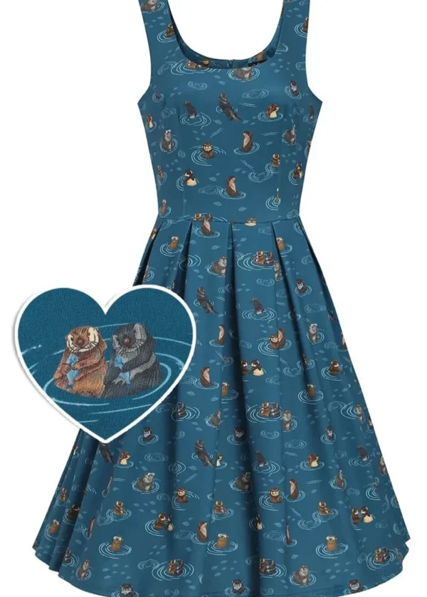 Dolly & Dotty Amanda Otter Family 50's Swing Dress in Blue