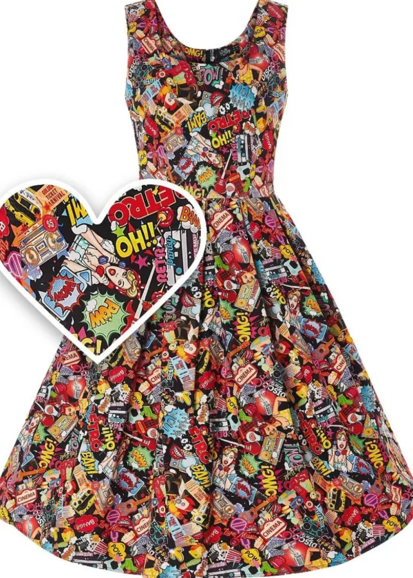 Dolly & Dotty Amanda Pop Art 50's Swing Dress Multi