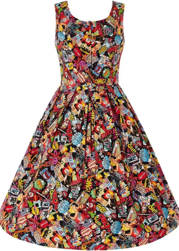 Dolly & Dotty Amanda Pop Art 50's Swing Dress Multi
