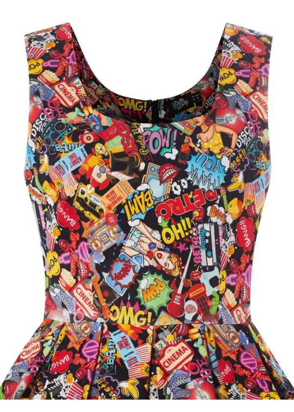 Dolly & Dotty Amanda Pop Art 50's Swing Dress Multi