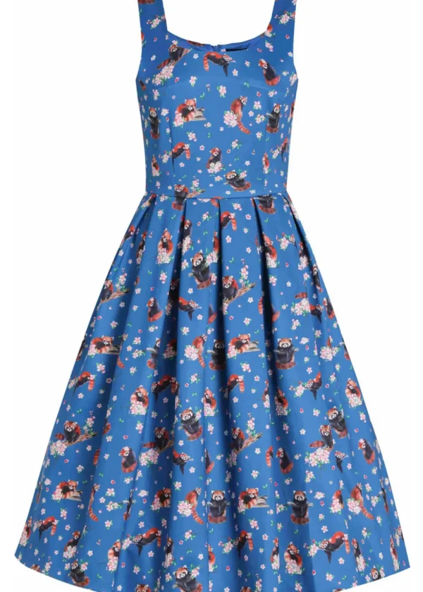 Dolly & Dotty Amanda Red Panda 50's Swing Dress Blue