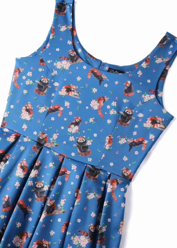 Dolly & Dotty Amanda Red Panda 50's Swing Dress Blue