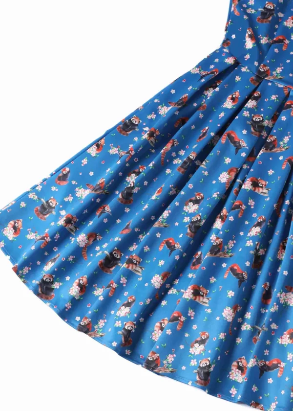 Dolly & Dotty Amanda Red Panda 50's Swing Dress Blue