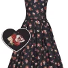 Dolly & Dotty Amanda Rockabilly Skull Rose 50's Swing Dress Black