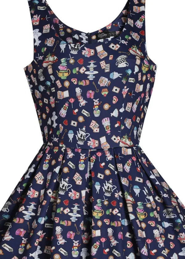 Dolly & Dotty Amanda Wonderland 50's Swing Dress Navy