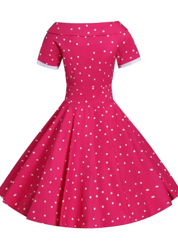 Dolly & Dotty Darlene Polkadot 50's Swing Dress Hot Pink