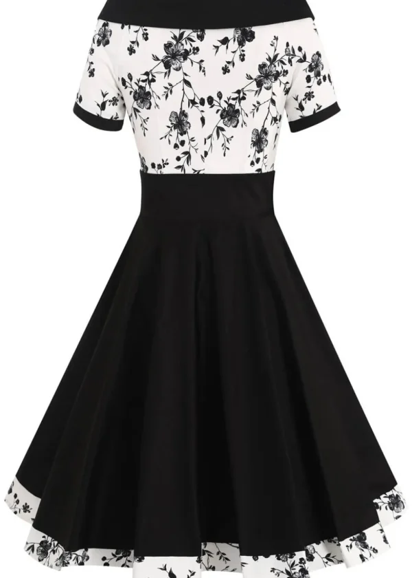 Dolly & Dotty Darlene Rose 50's Swing Dress Black White