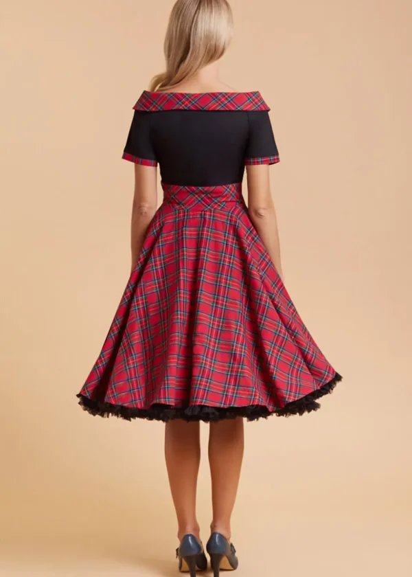 Dolly & Dotty Darlene Tartan 50's Swing Dress Red