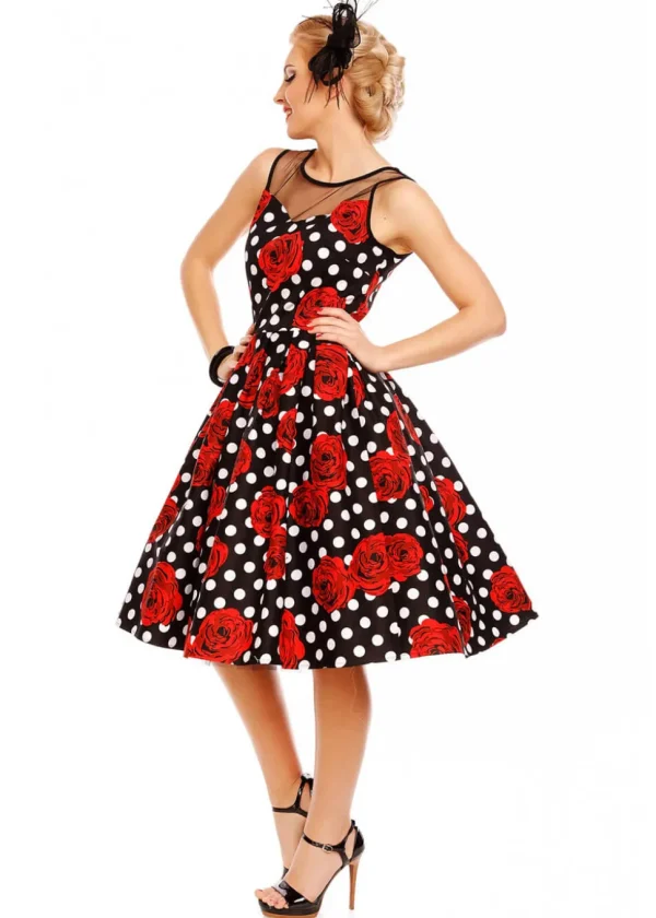 Dolly & Dotty Elizabeth Roses and Polkadots 50's Swing Dress