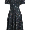 Dolly & Dotty Julia Mystic Flared Dress Dark Green