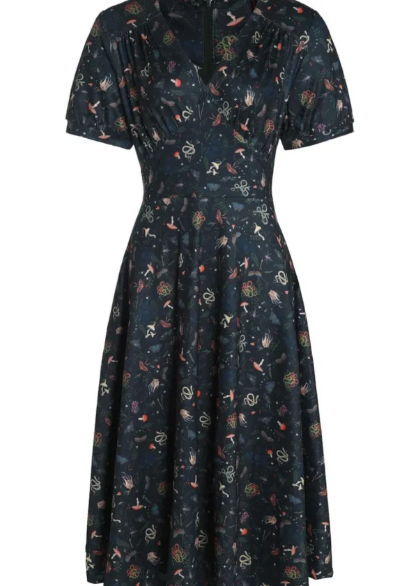 Dolly & Dotty Julia Mystic Flared Dress Dark Green