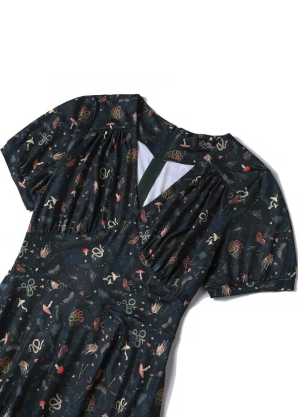 Dolly & Dotty Julia Mystic Flared Dress Dark Green
