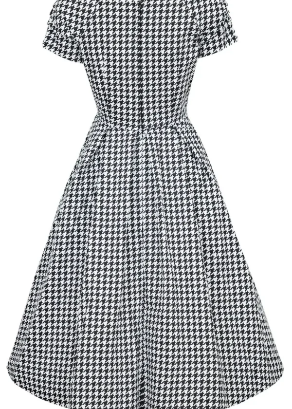 Dolly & Dotty Lily Dogtooth 50's Swing Dress Black White