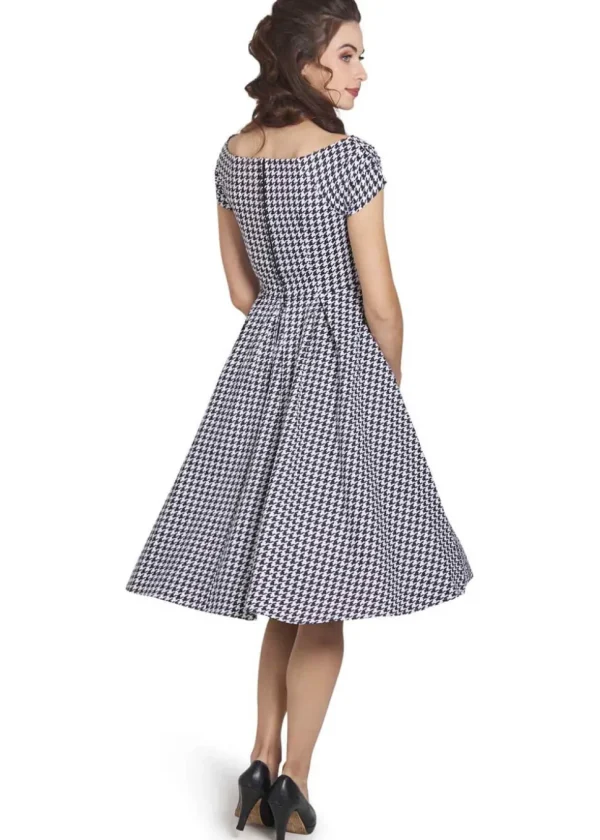 Dolly & Dotty Lily Dogtooth 50's Swing Dress Black White