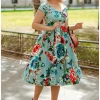 Dolly & Dotty Lily Floral 50's Swing Dress Blue