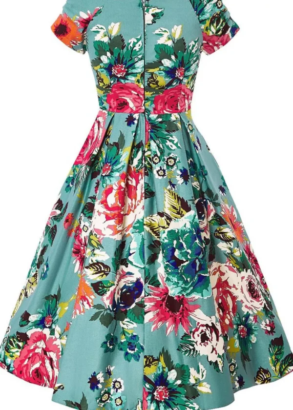 Dolly & Dotty Lily Floral 50's Swing Dress Blue