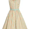 Dolly & Dotty Maverick Striped 50's Swing Dress Yellow