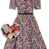 Dolly & Dotty Penelope Cartoon Pop Art 50's Swing Dress Black