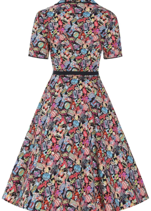 Dolly & Dotty Penelope Cartoon Pop Art 50's Swing Dress Black
