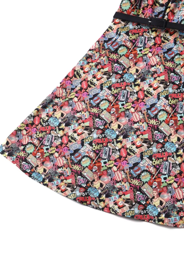 Dolly & Dotty Penelope Cartoon Pop Art 50's Swing Dress Black