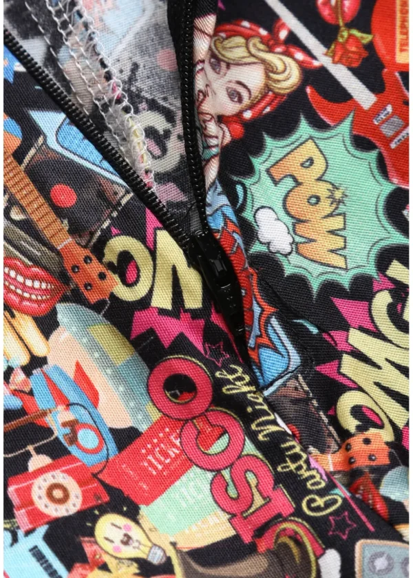 Dolly & Dotty Penelope Cartoon Pop Art 50's Swing Dress Black