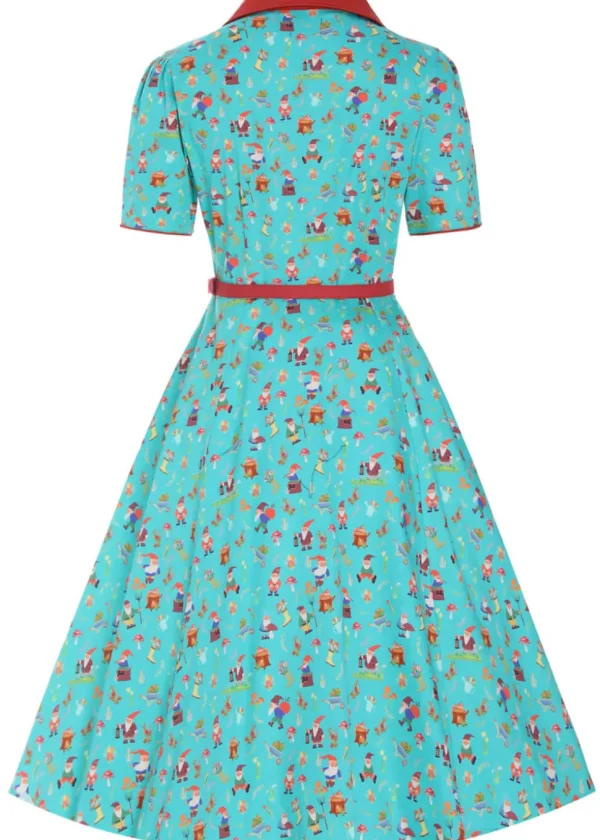 Dolly & Dotty Penelope Garden Gnome 50's Swing Dress Light Green