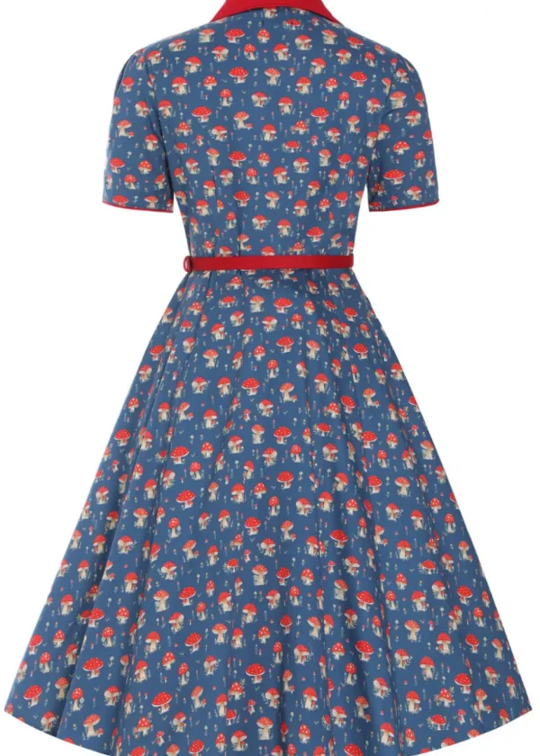 Dolly & Dotty Penelope Mushroom 50's Swing Dress Blue