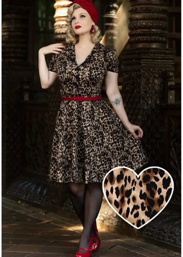 Dolly & Dotty Penelope Rockabilly 50's Swing Dress Leopard