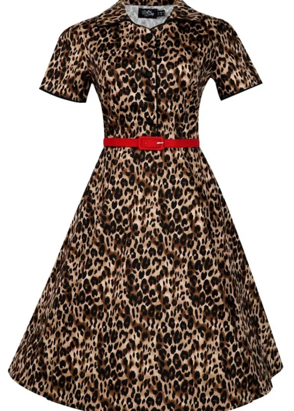 Dolly & Dotty Penelope Rockabilly 50's Swing Dress Leopard