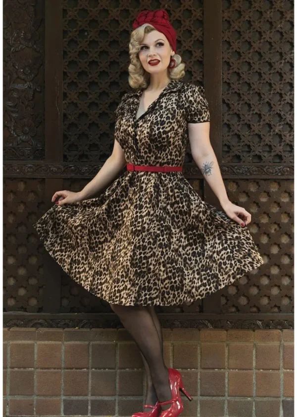 Dolly & Dotty Penelope Rockabilly 50's Swing Dress Leopard