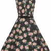Dolly & Dotty Poppy Roses & Polkadot 40's Swing Dress Black