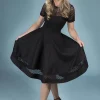 Dolly & Dotty Tess Embroided 50's Swing Dress Black